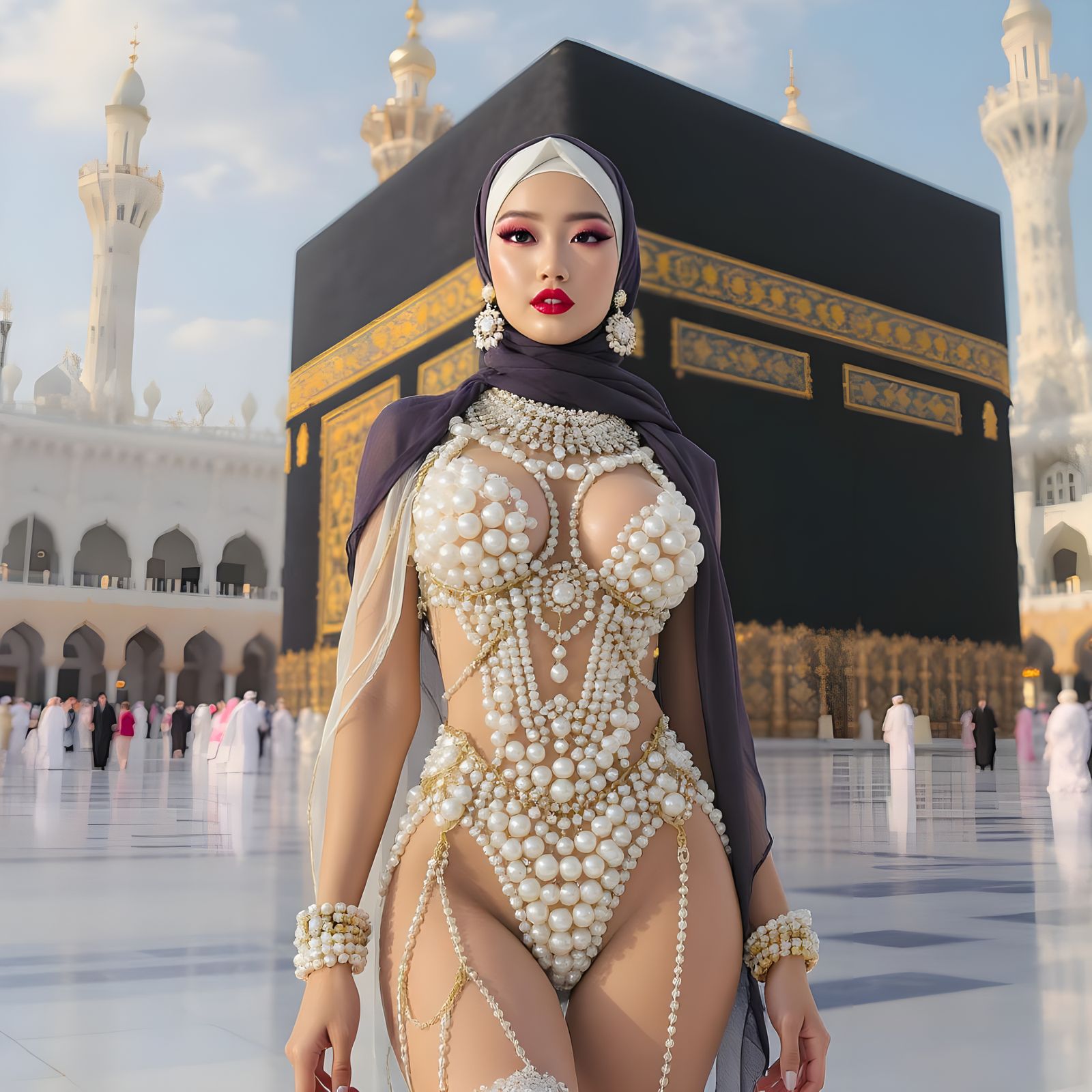 Futuristic Pearl Bikini at the Kaaba, Murakami Style