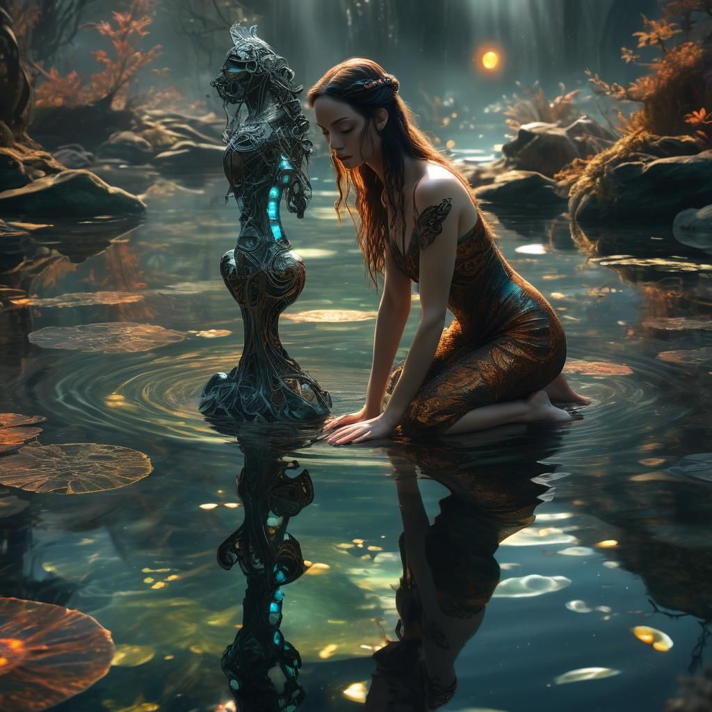 Futuristic Fantasy: Woman with Glowing Object in Techno-Celt...