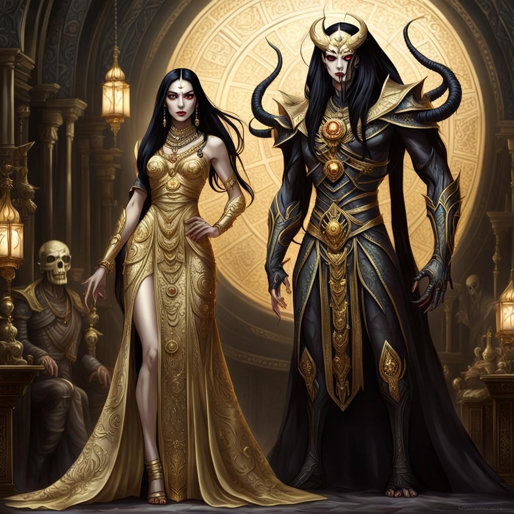 Ethereal Woman and Companion in Cinematic Lighting