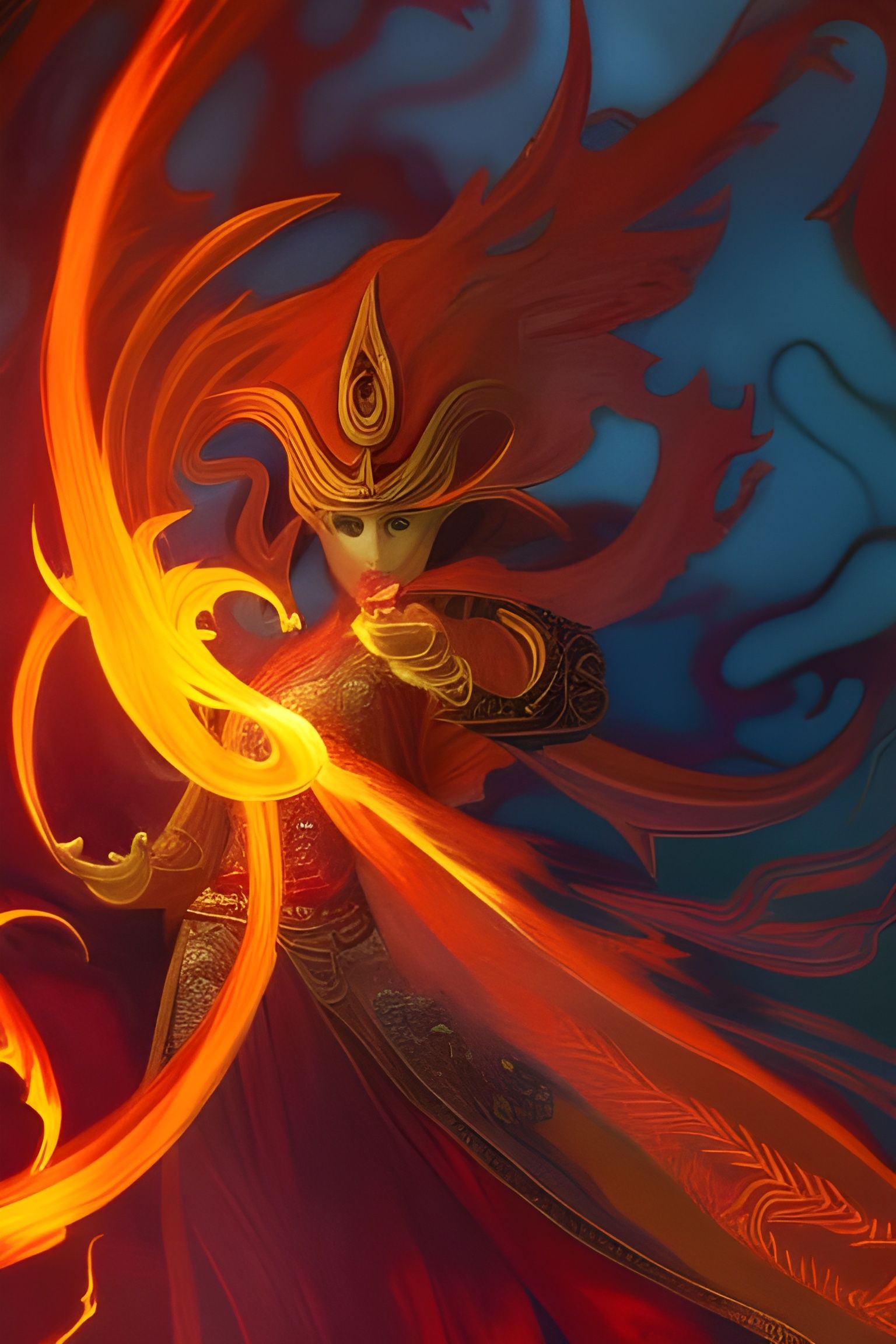 Fiery Atronach Conjuring Flame Magic, Hyperdetailed Concept ...