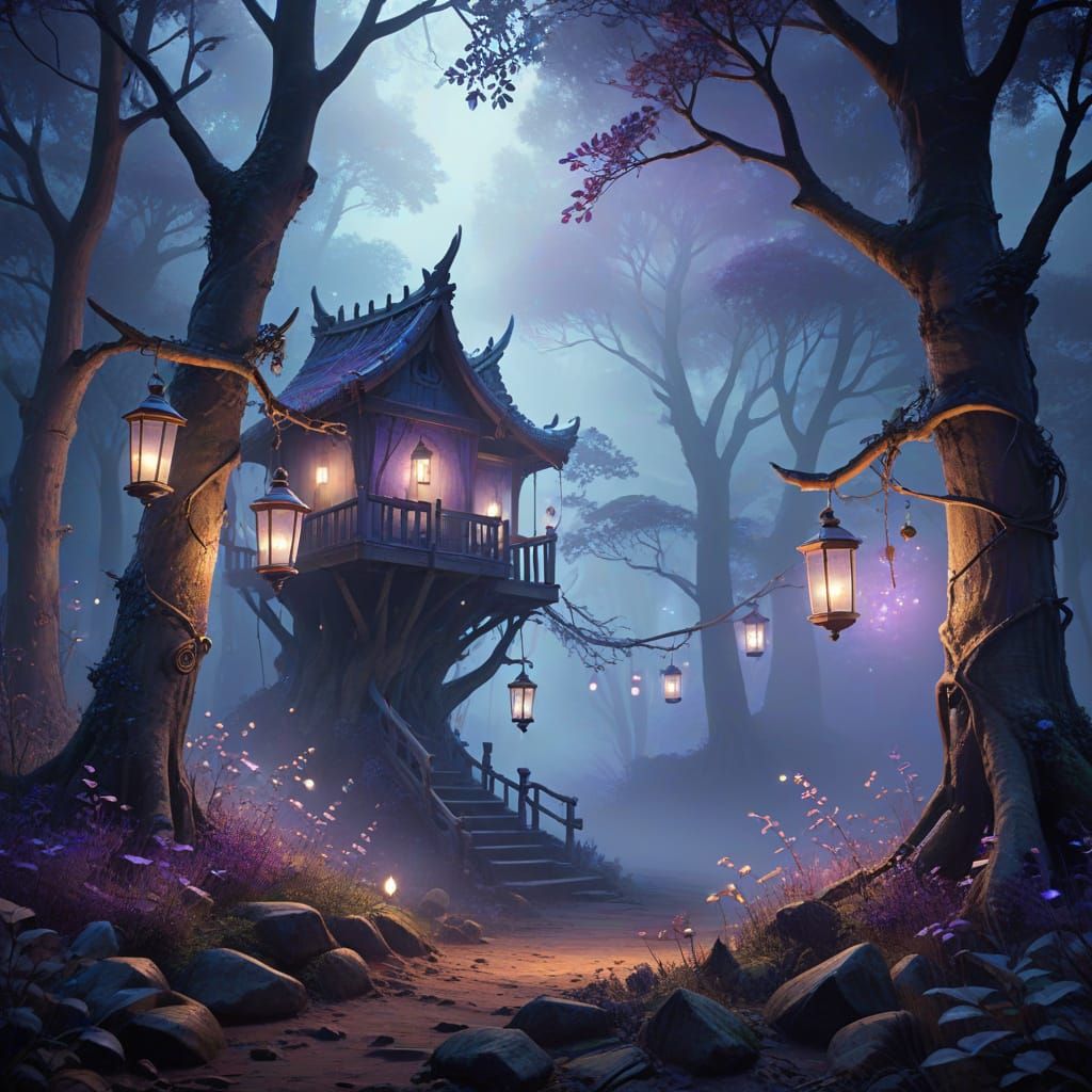 Enchanted Forest Treehouses in Whimsical Style