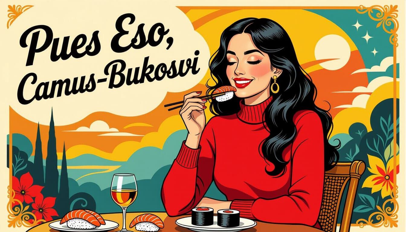 Moroccan Woman Savoring Life in Flamenco Art Deco Style