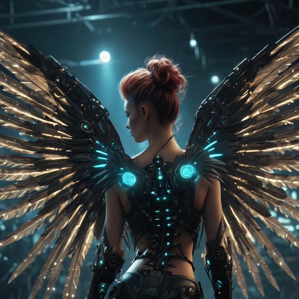 AstroPunk Biopunk Fairy with Bio-Mech Wings