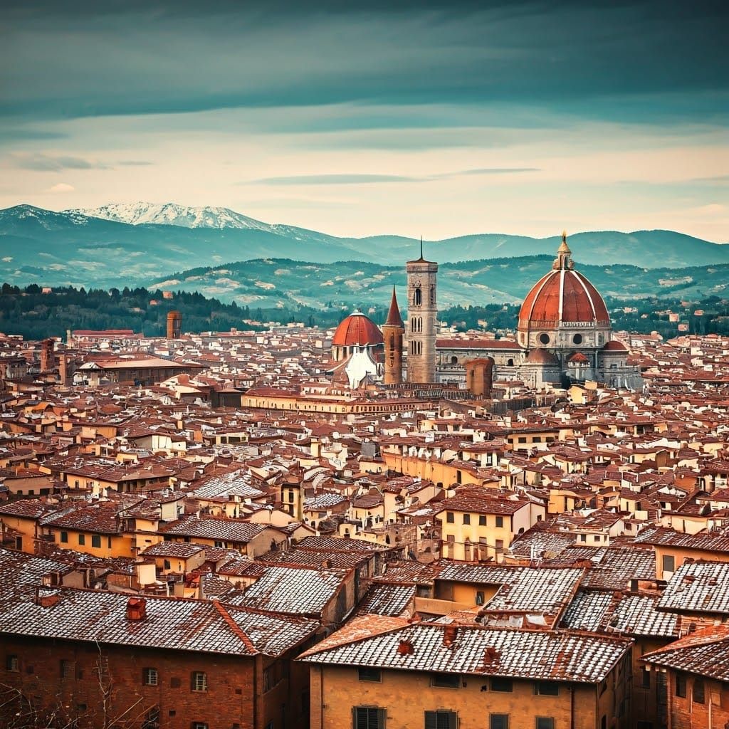 Snowy Italian Renaissance Cityscape, Cinematic Style