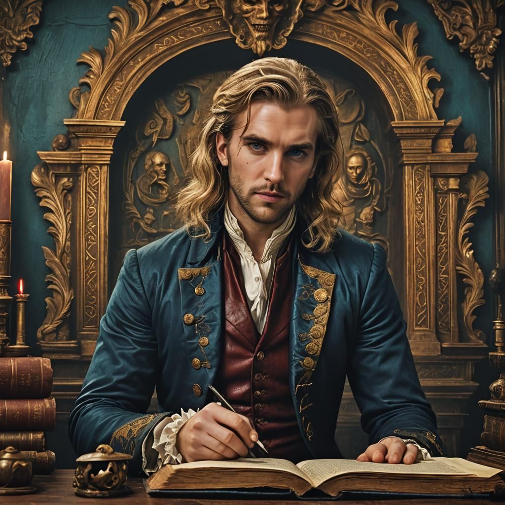 Victorian Vampire Portrait in Dark Academia Style