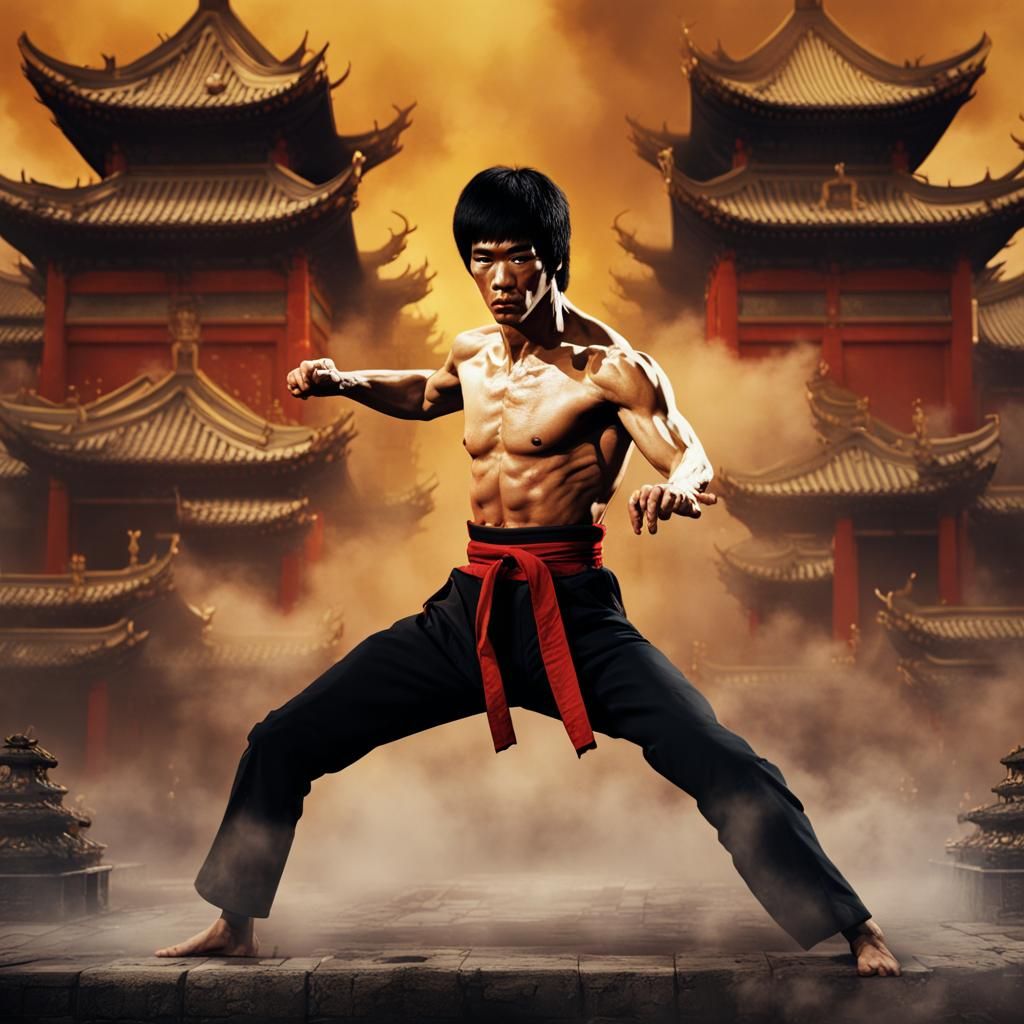 Bruce Lee Fight Scene: Detailed Matte Painting