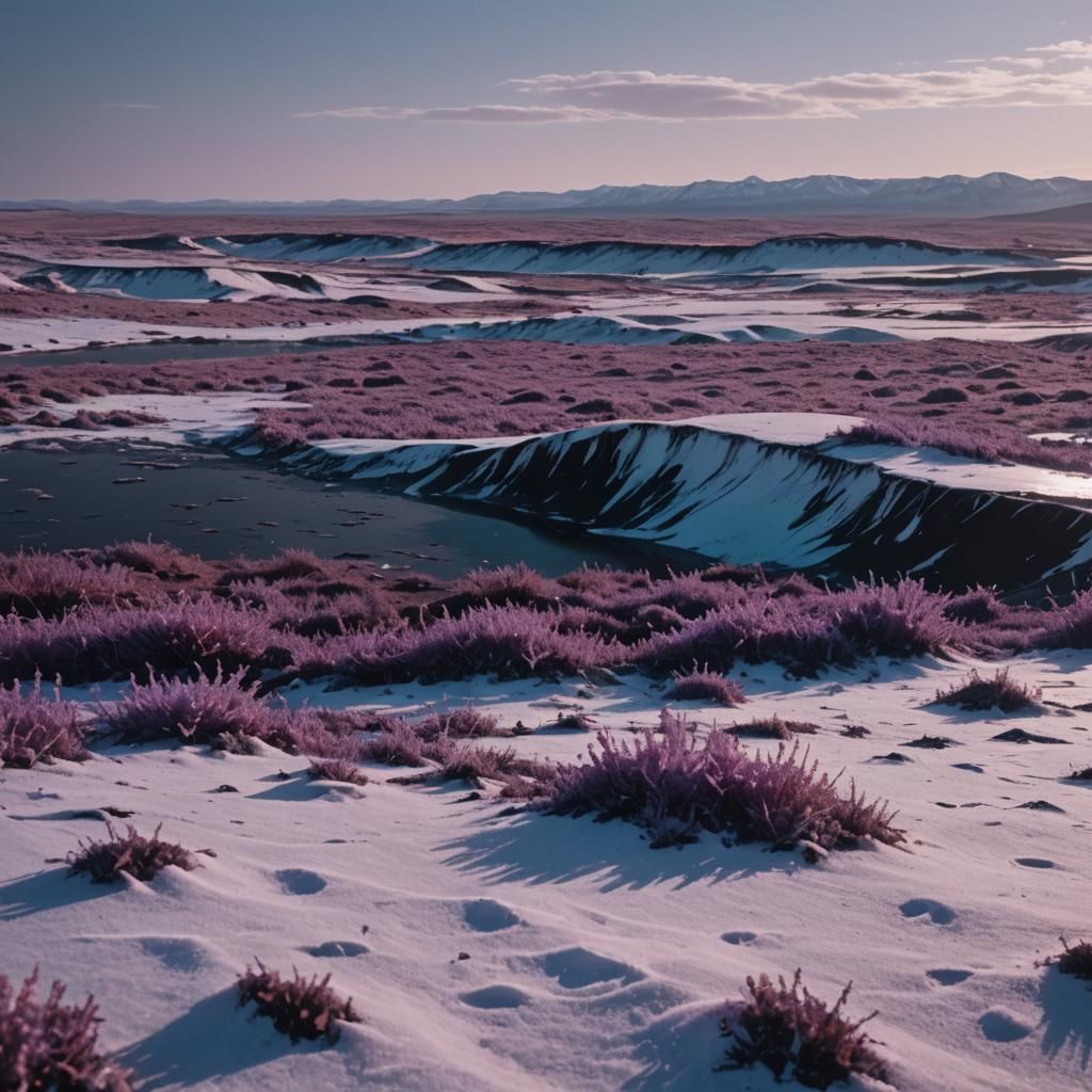 Cinematic Wasteland Transformed by Lilac Ice