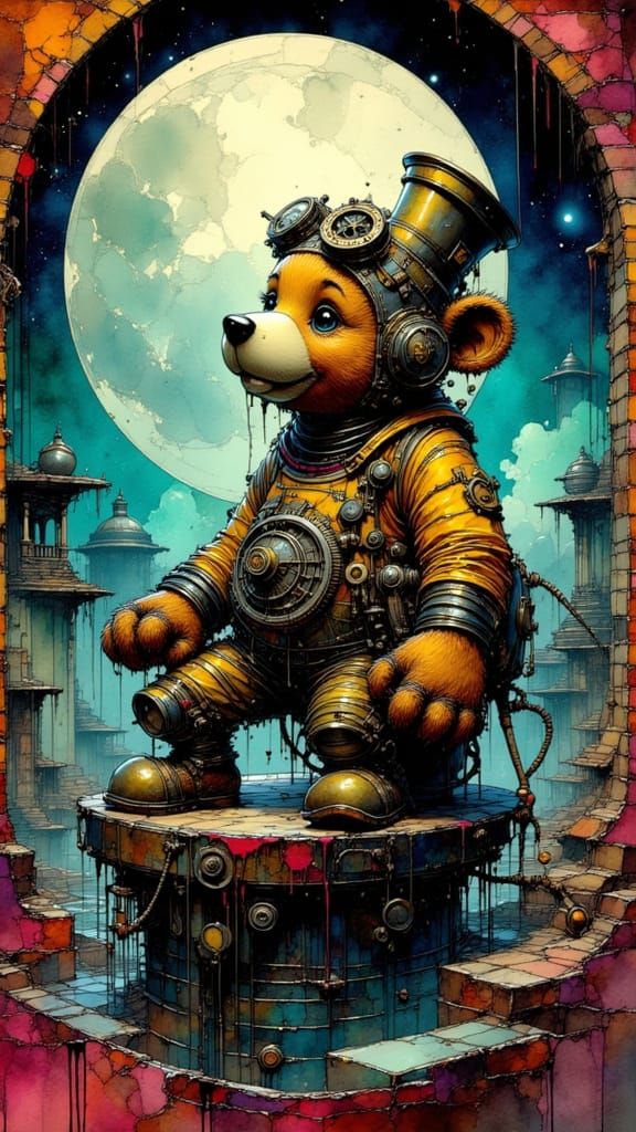 Teddy the Bear, steampunk inventor.