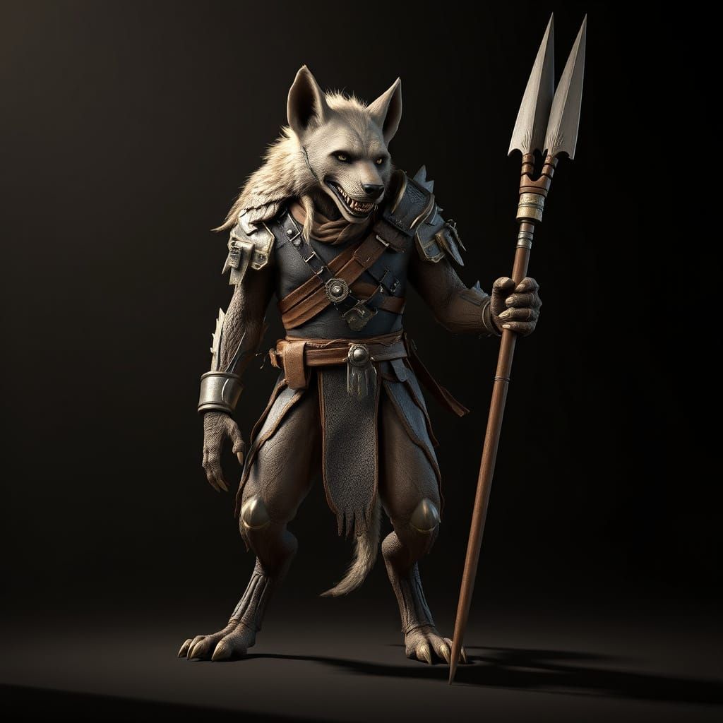 Epic Cyberpunk Werewolf Hybrid in Leather Armor