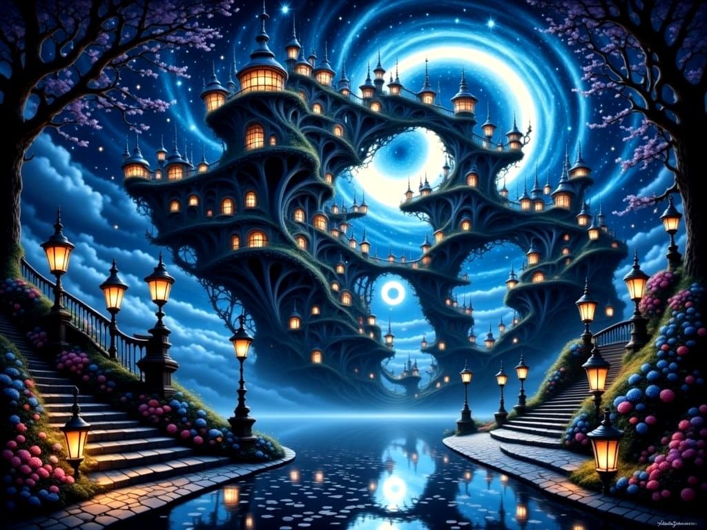 Surreal Landscape with Towering Crystal Formations