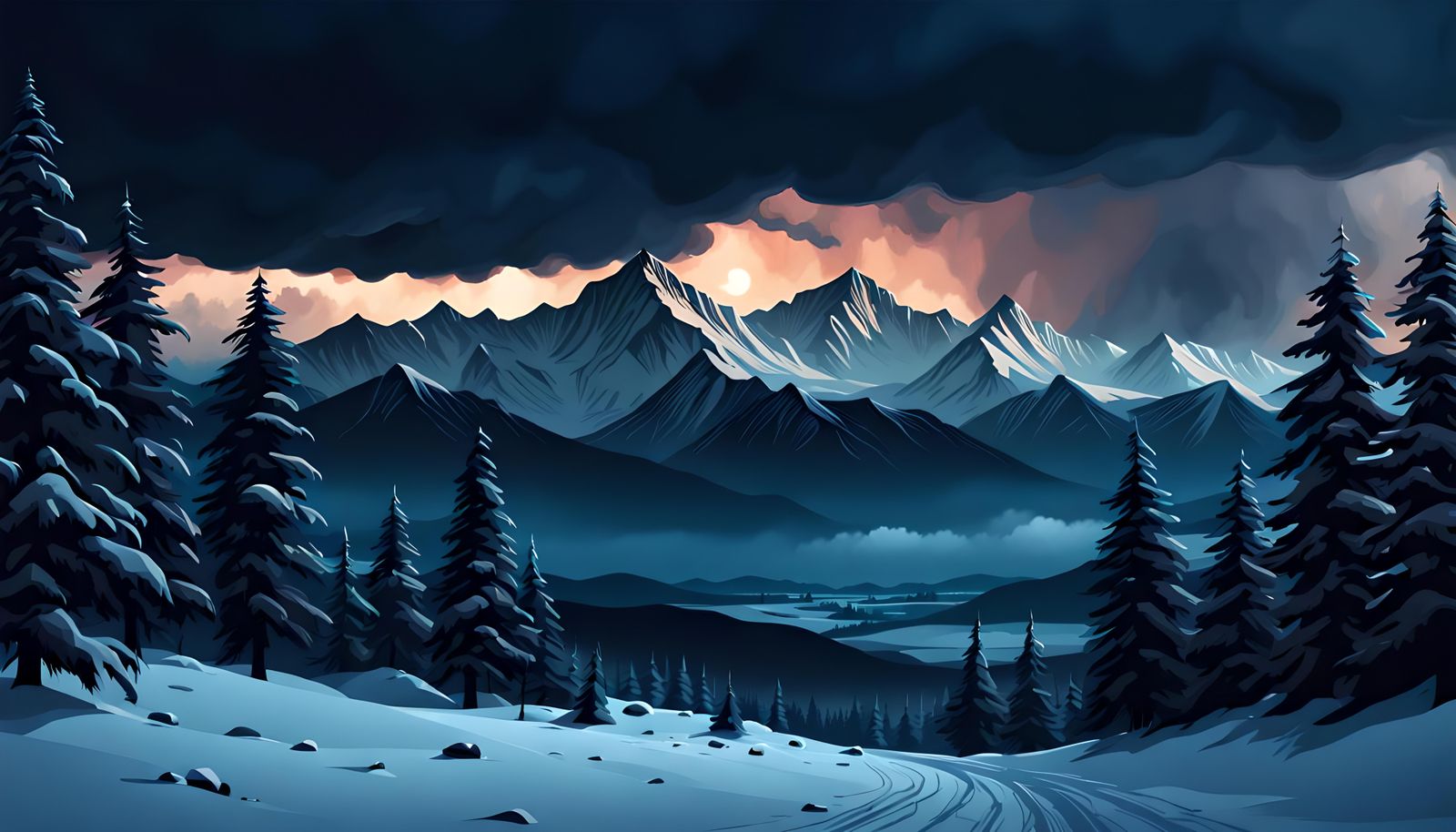 Ominous Snow Apocalypse in Minimalist Style