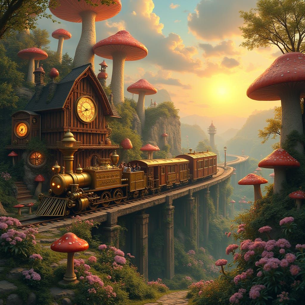 Steampunk Train Station in Mushroom Valley