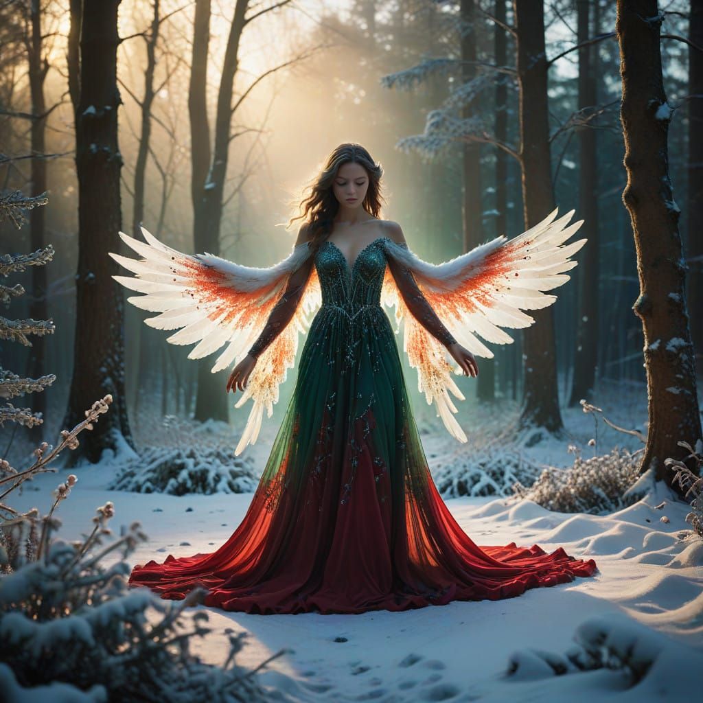 Angel Silhouette in Winter Wonderland