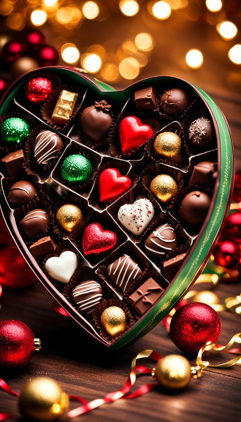 Heart-Shaped Christmas Chocolates in High Resolution