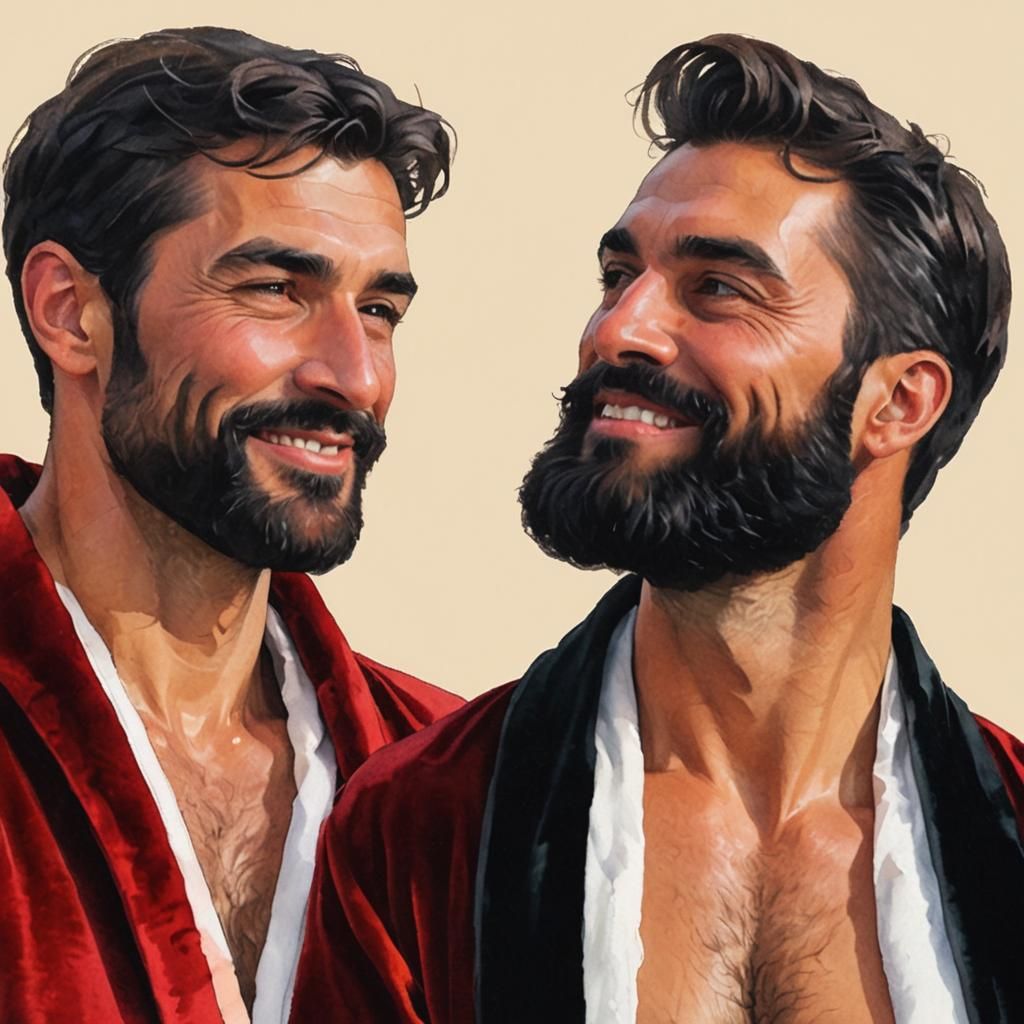 Hirsute Men in Velvet Robes: Art Nouveau Portrait