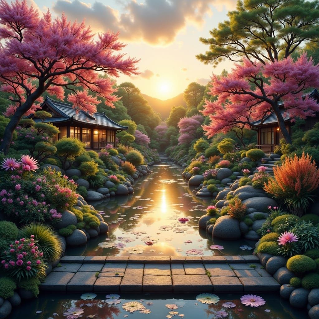 Sunrise Over Nishinomaru Garden in Osaka