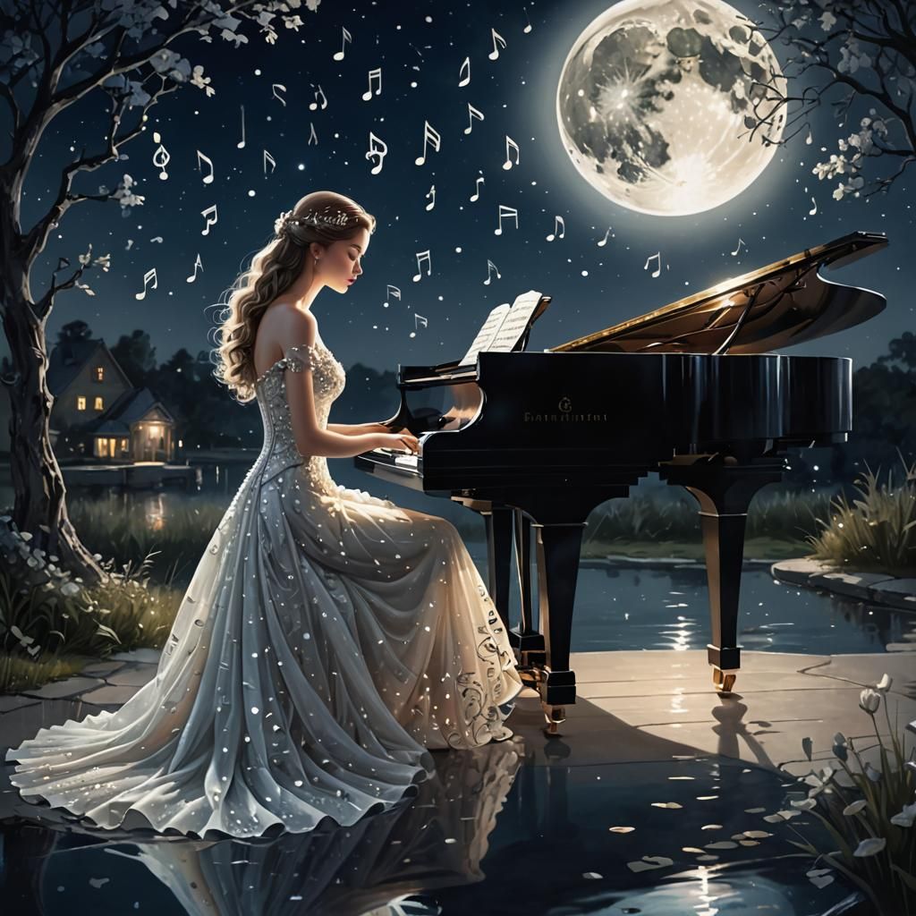 Moonlight Sonata: Woman at a Grand Piano