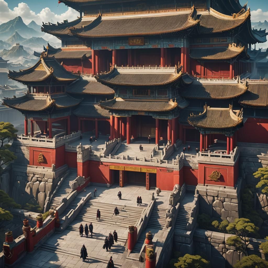Chinese Emperor's Palace: Detailed Matte Painting