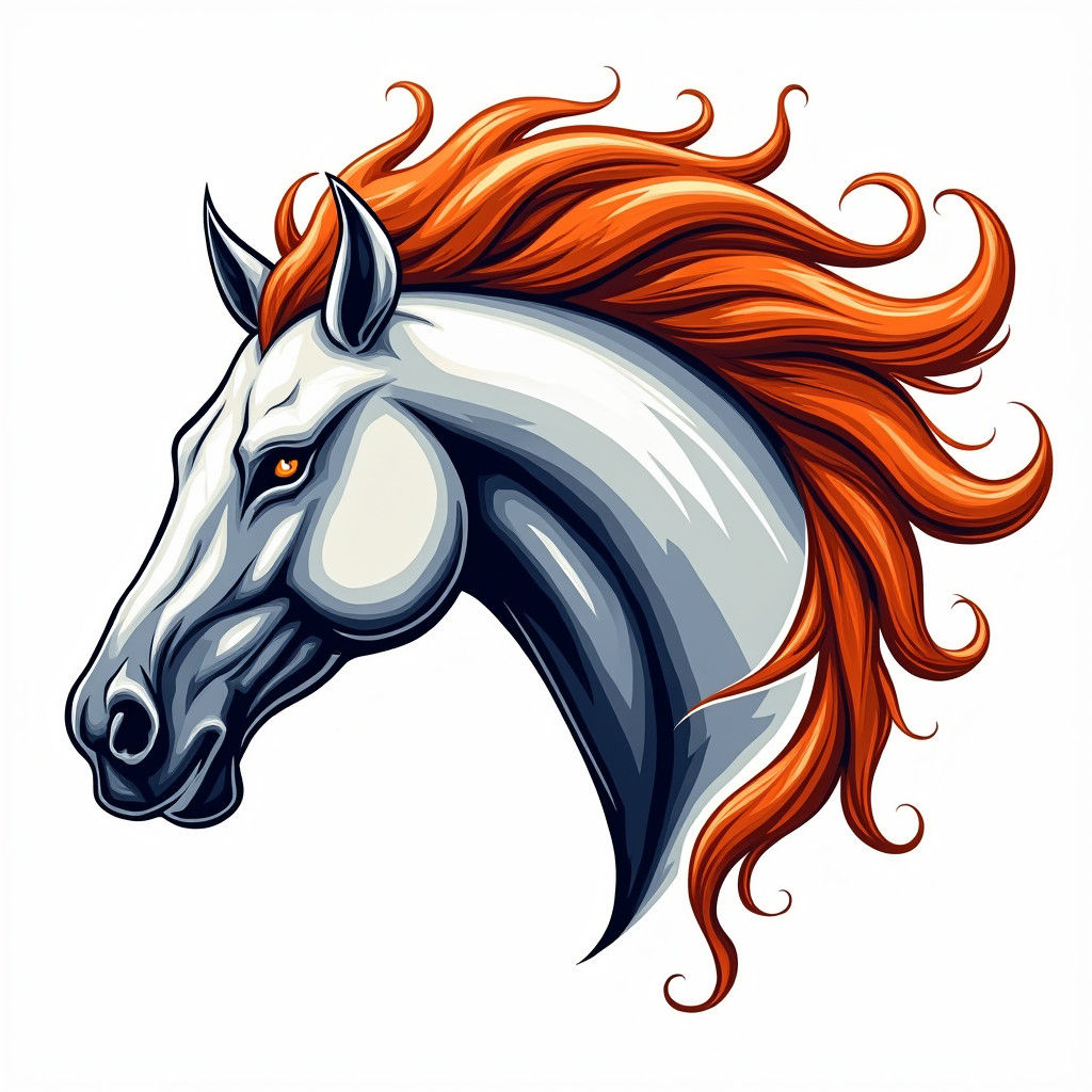 Denver Broncos Logo: Fiery, Stylized Horse Head