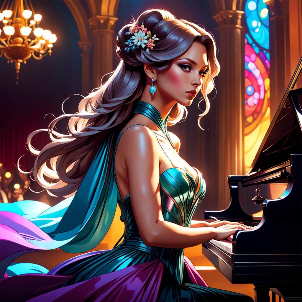 Concert Pianist Portrait in Hyperdetailed Lighting