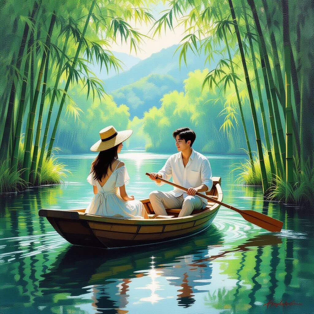 Korean Summer Landscape: Impasto Oil Painting