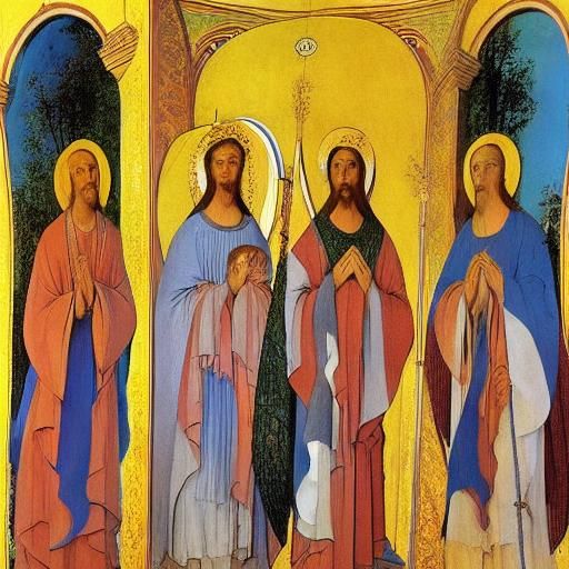 Birds in Flight in Religious Iconography Style