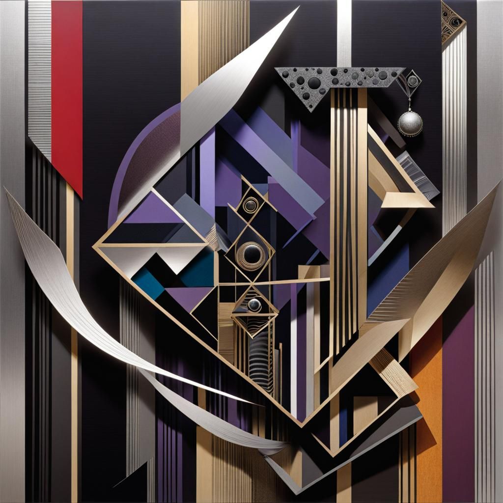 Abstract Cubist Collage: Smoke of Time and Shadows