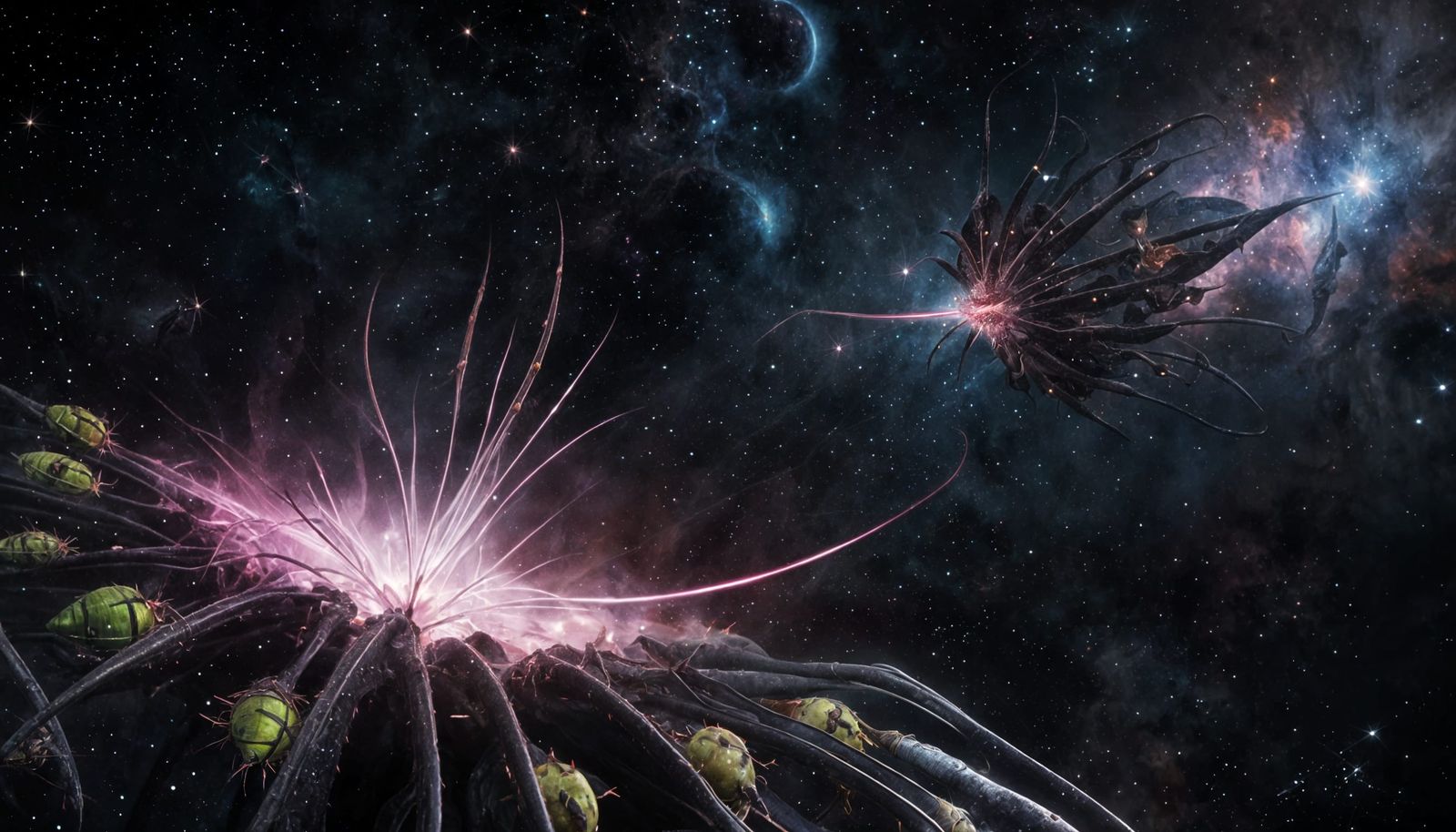 Sinister Seed Pods Floating Through Space