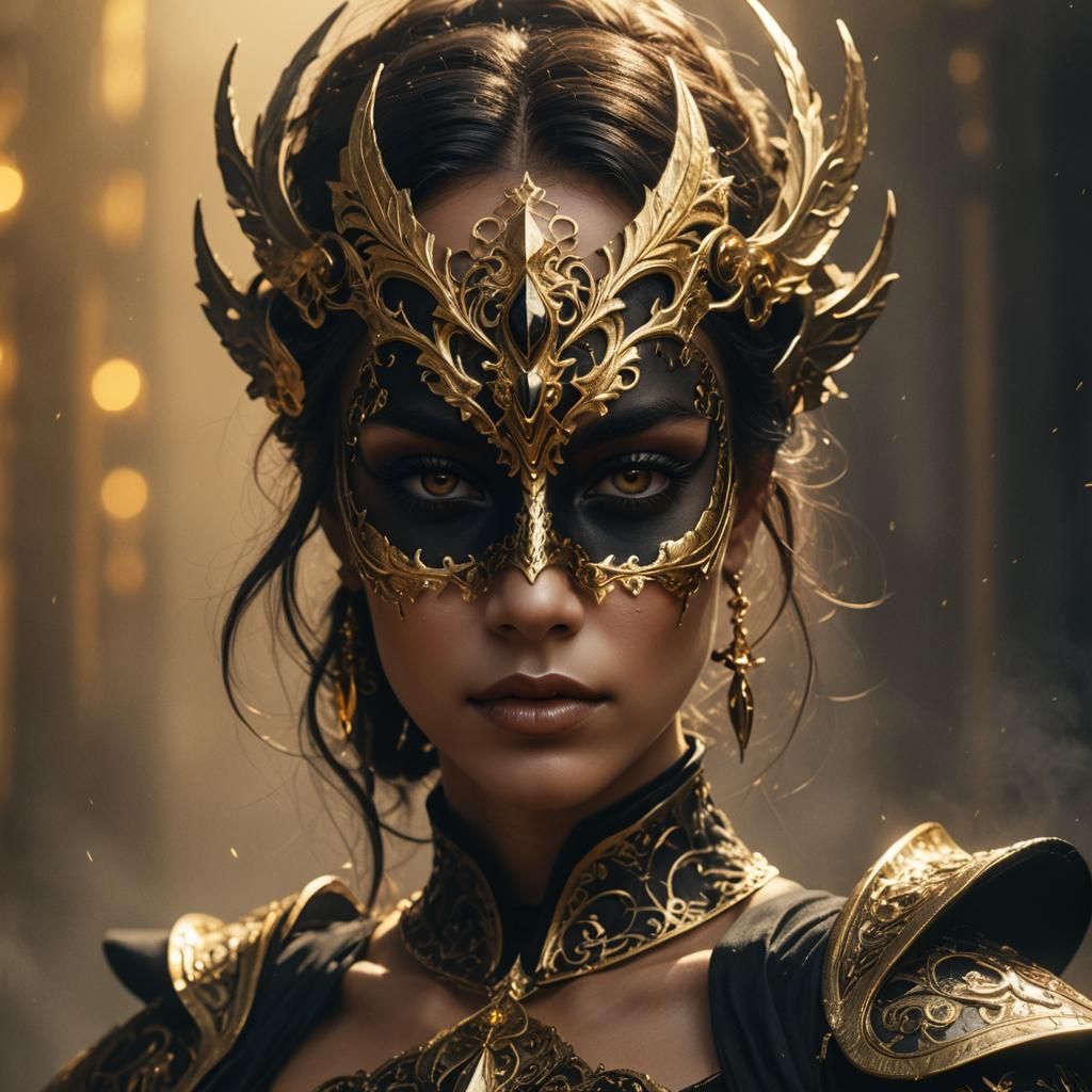 Young Woman in Gold Mask: Fantasy Concept Art