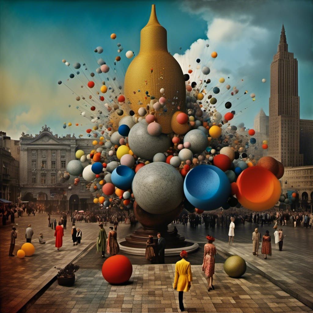 Polychromatic City Life: Hyperrealistic Matte Painting