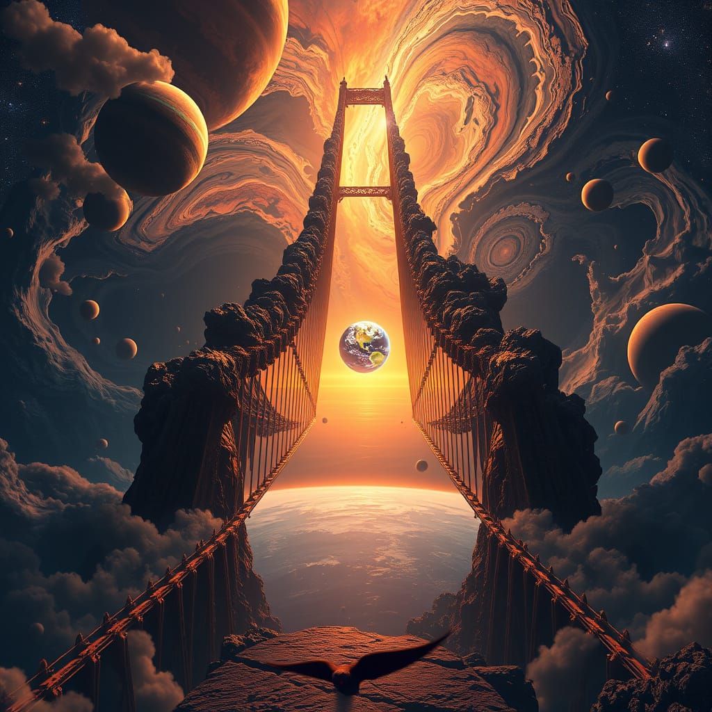 Cosmic Bridge of Planets Arcs From Earth to Horizon