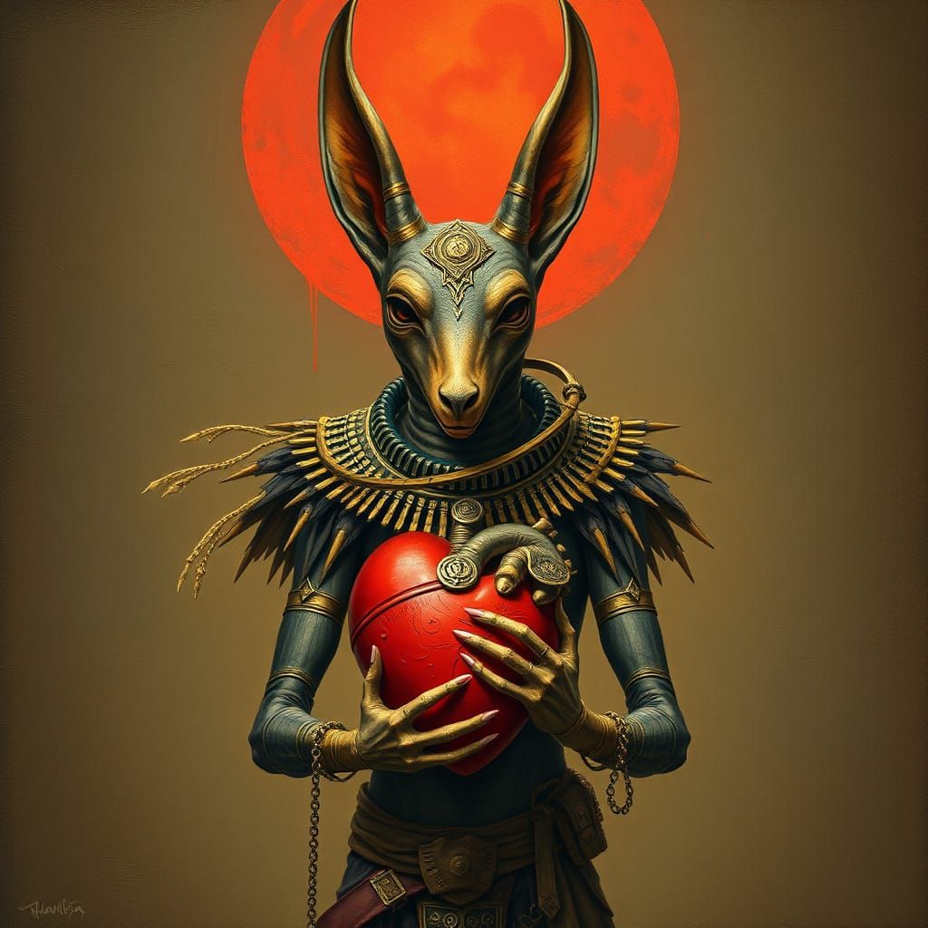 Ancient Egyptian God Collects Hearts in the Afterlife