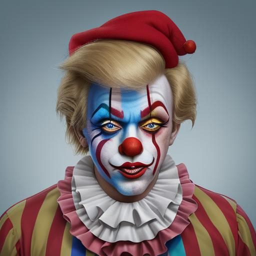 Trump with Clown Makeup: Detailed Matte Painting