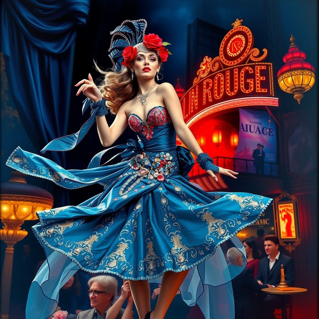 Sensual Belle Époque Dancer in Impressionist Velvet Dreams