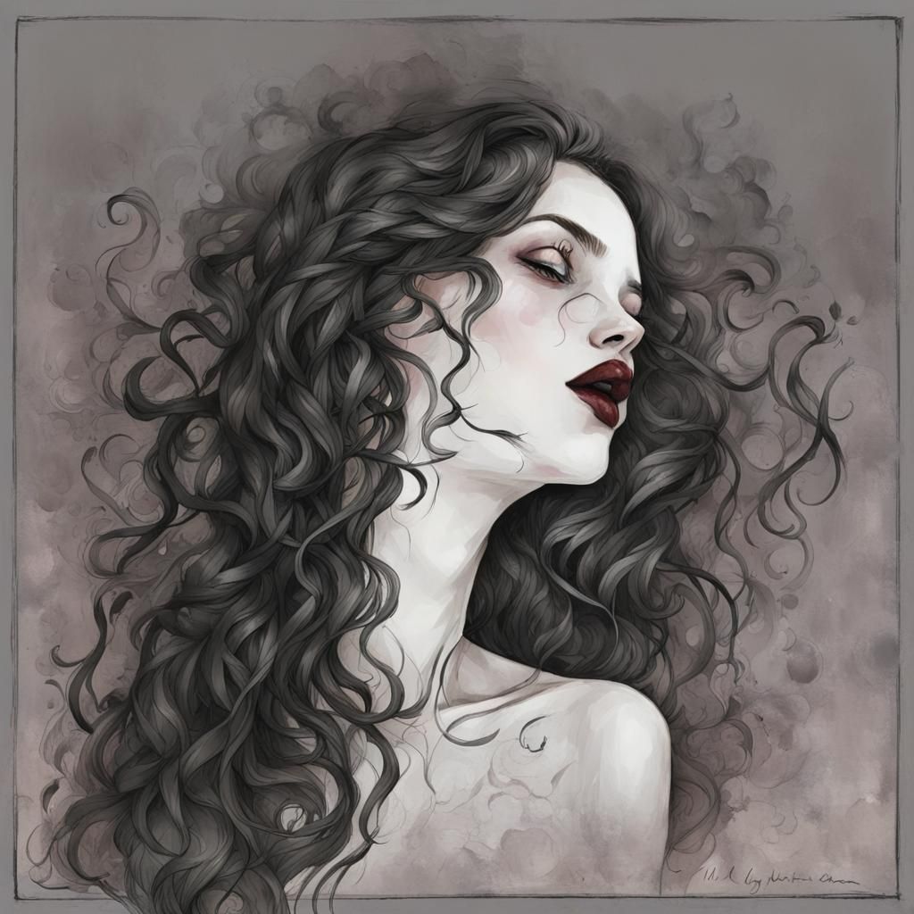 Anime Comic Illustration of Sharp Cruel Mouth