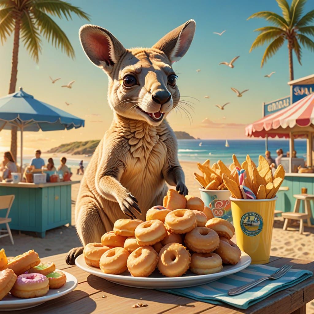 Whimsical Beachside Encounter with Skippy the Bush Kangaroo