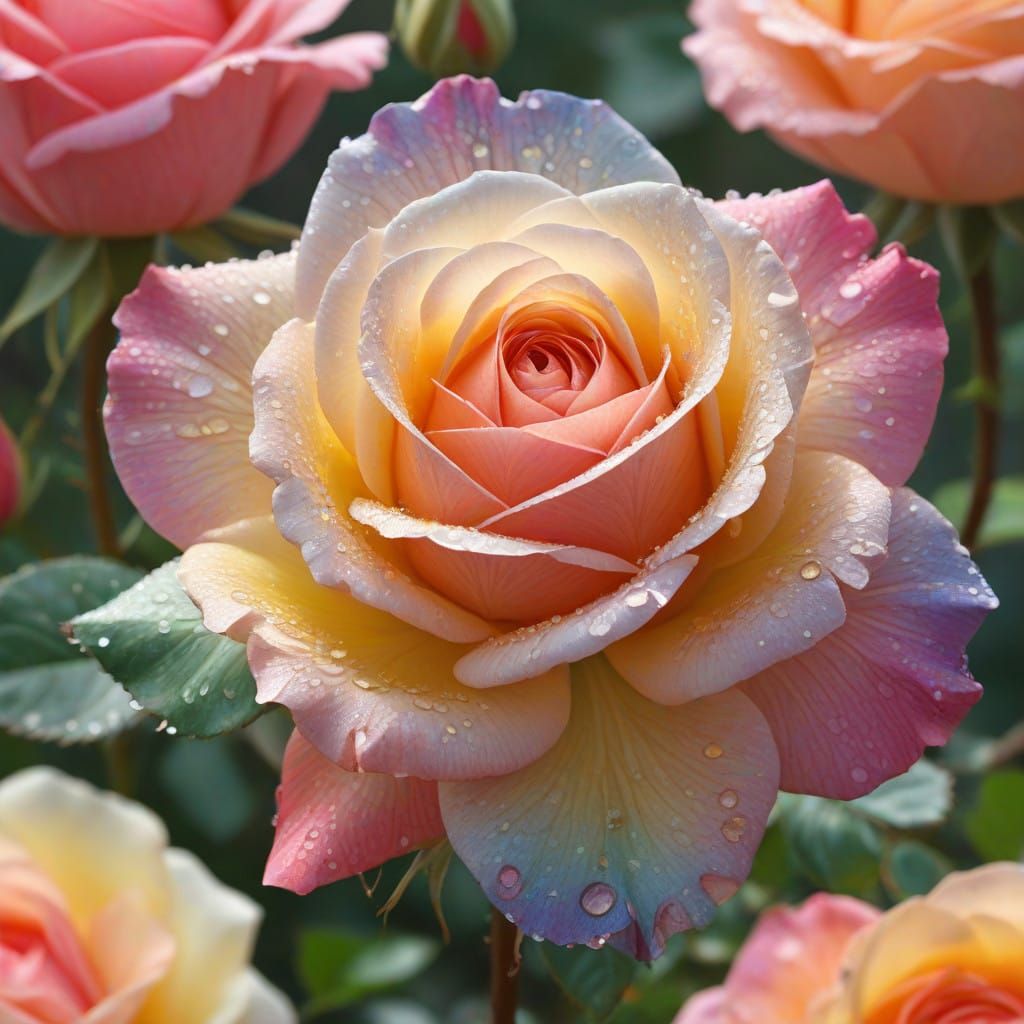 Majestic, Sparkling Rose in Dreamy, Impressionist Style