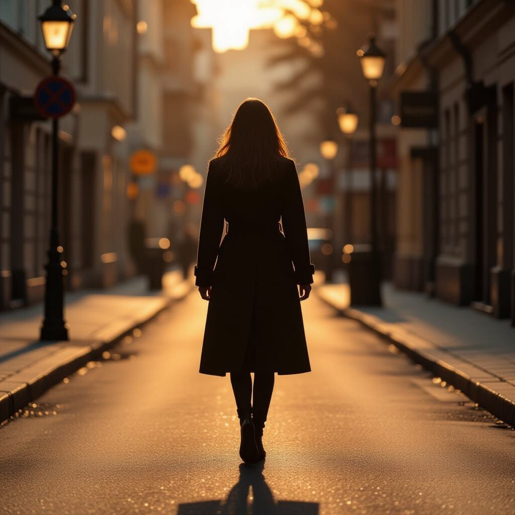 Woman in Sunlight: Film Noir Inspired Street Scene