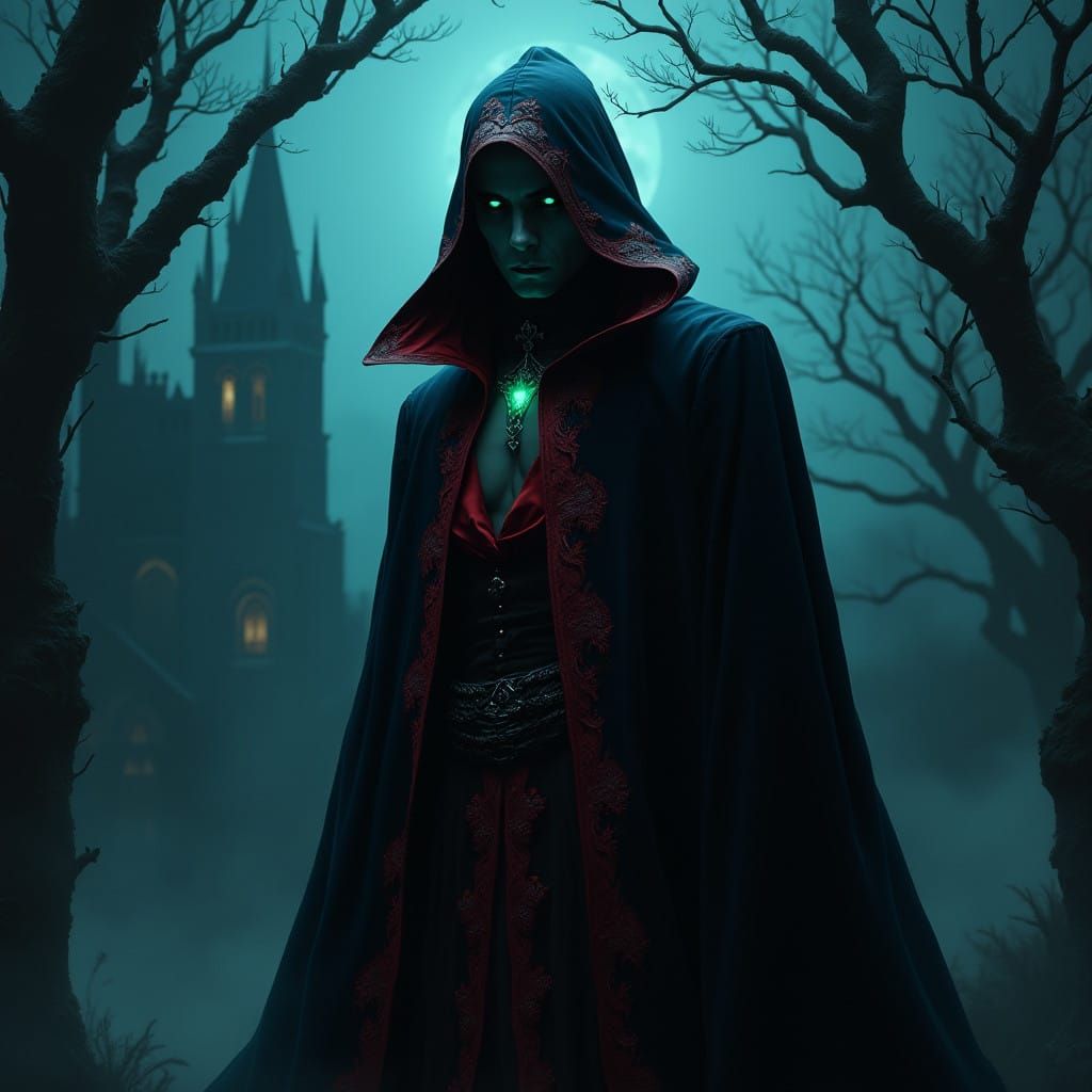 Ethereal Vampire Majestically Dominates Gothic Twilight