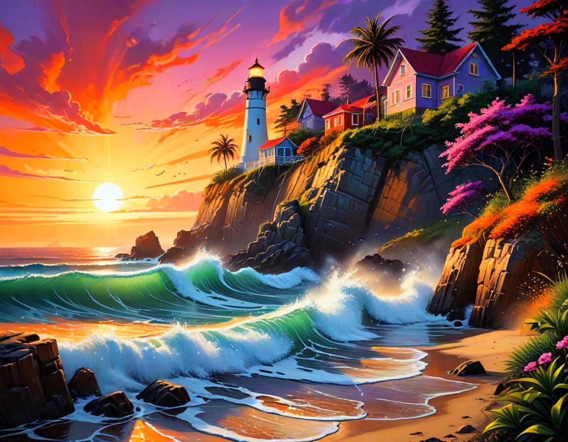 A dramatic coastal sunset