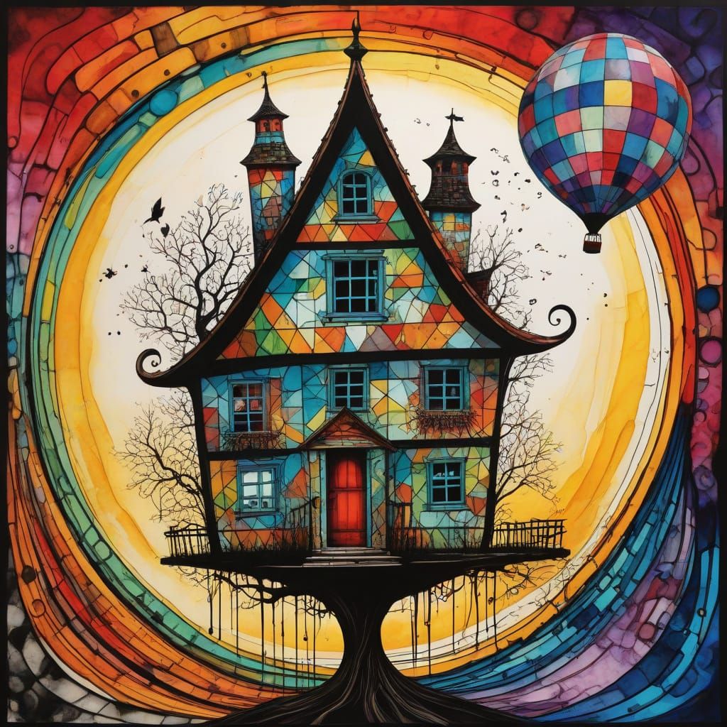 Surreal Dada Cottage with Mathematical Equations