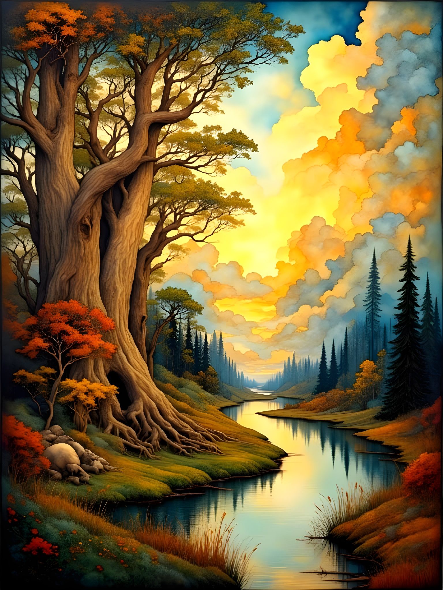 Ethereal Path Around a Giant Tree