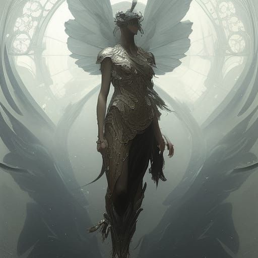 Silver Wings in Dark Fantasy Style