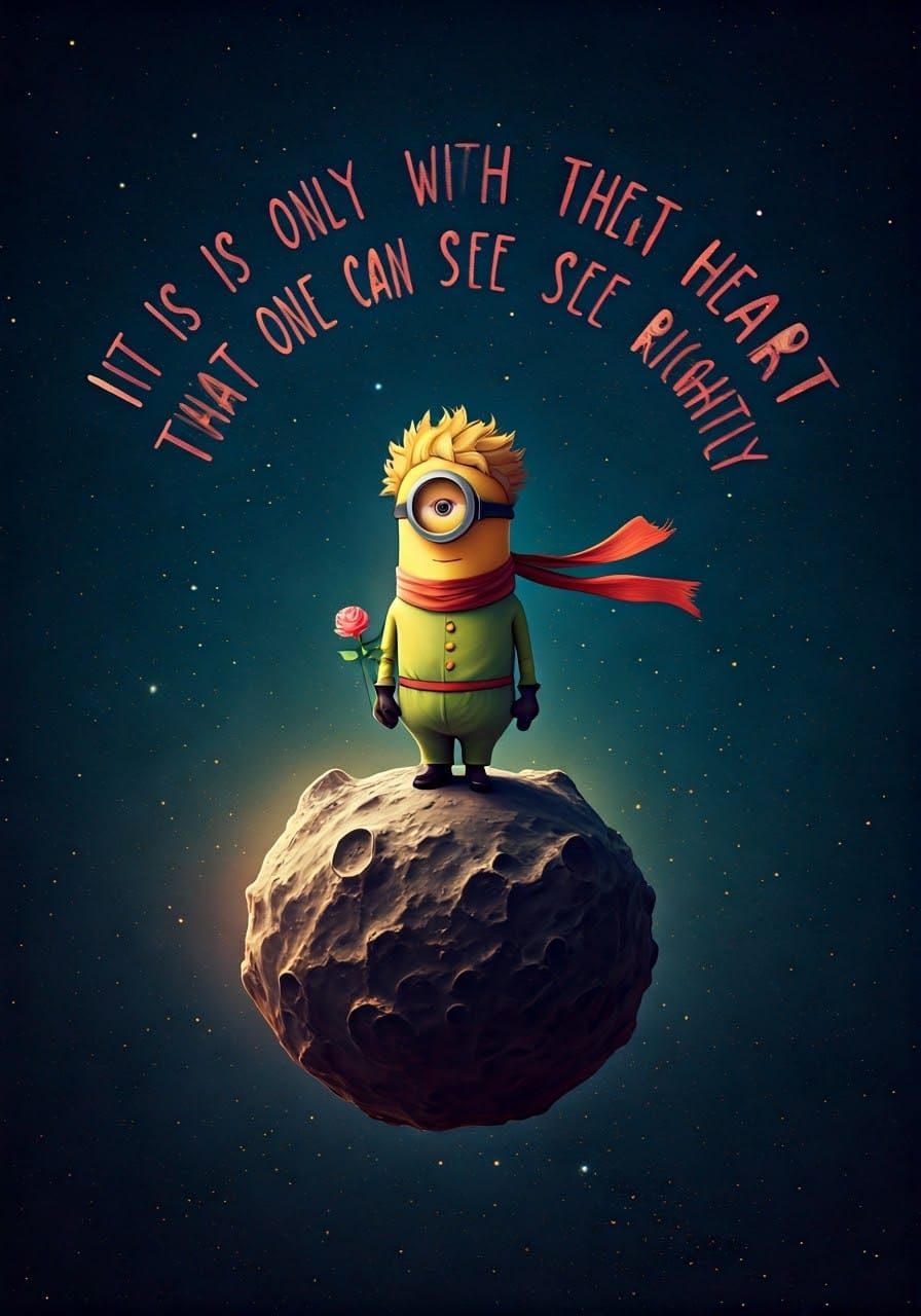 Minion as Little Prince in Whimsical Starscape