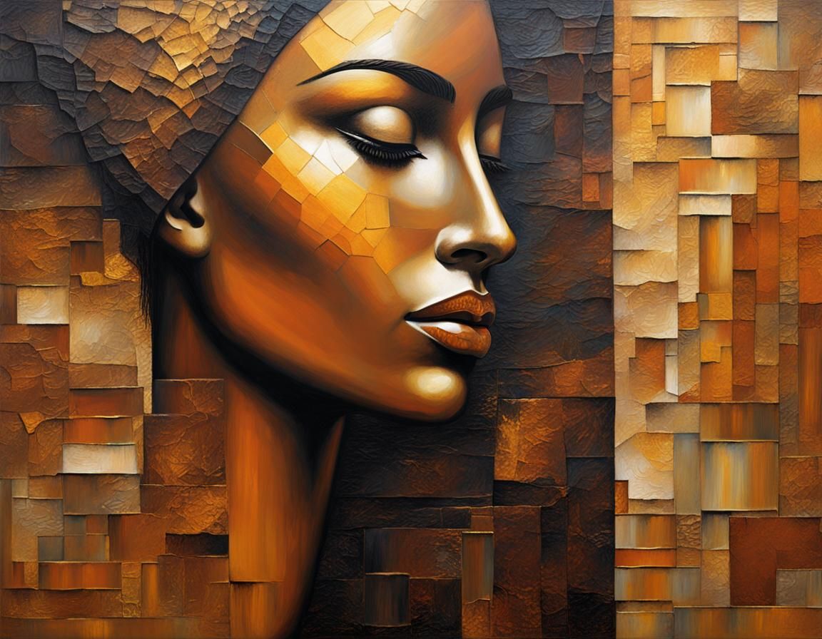 Textured Oil Painting of Woman's Profile