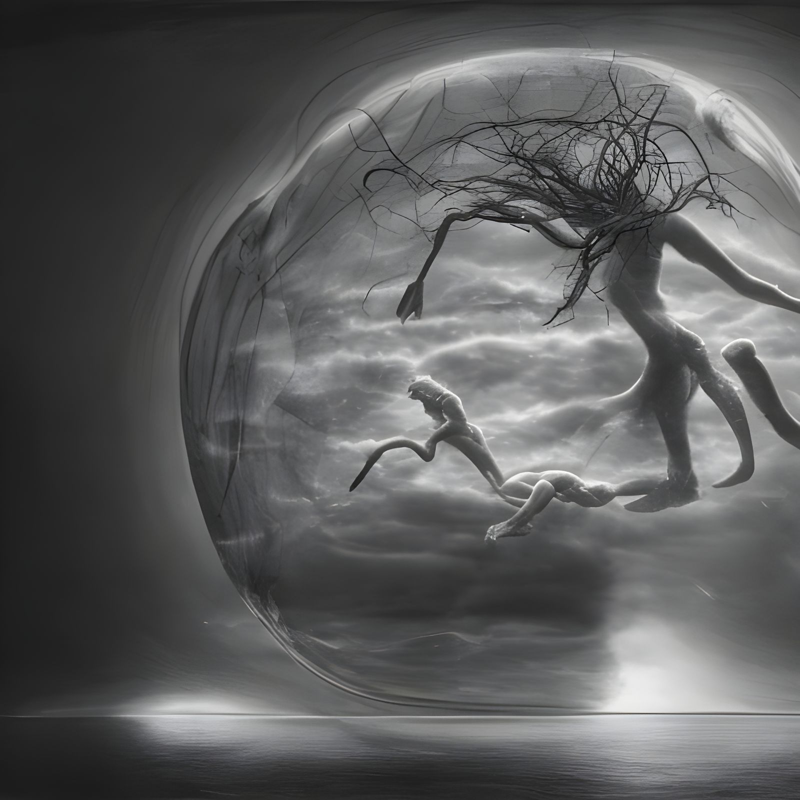 Cyborg Squid in Trashed House: Hyperrealistic Art