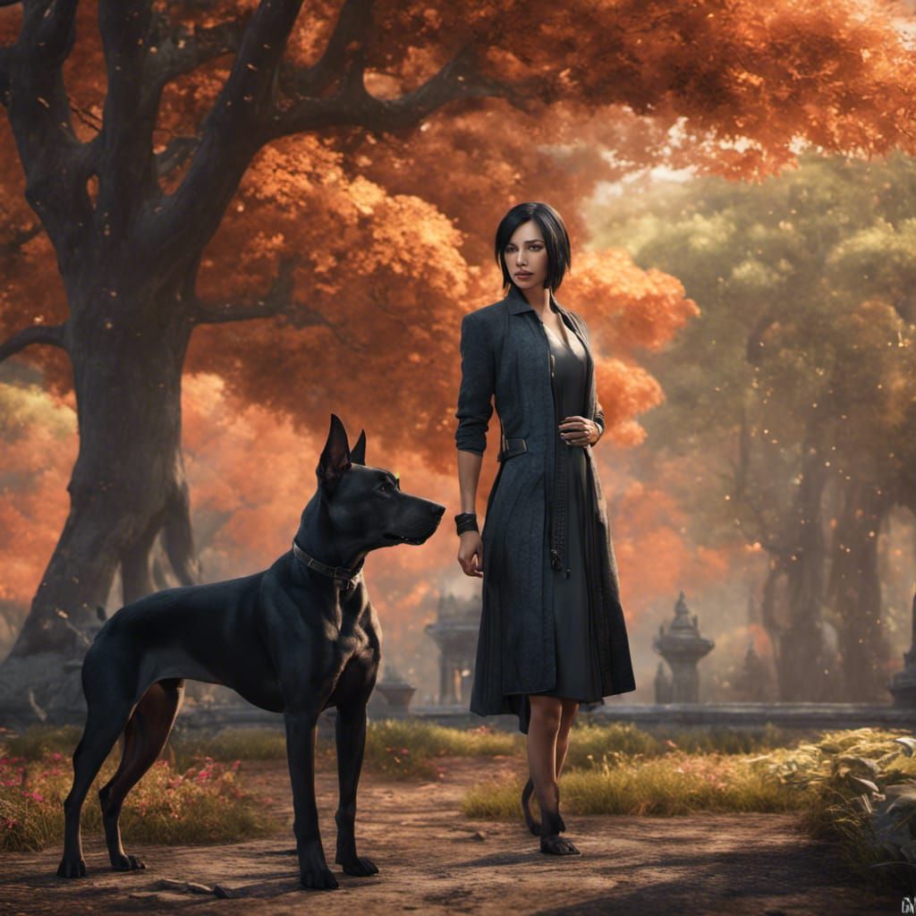 Woman with Thai Ridgeback in Detailed Fantasy Art