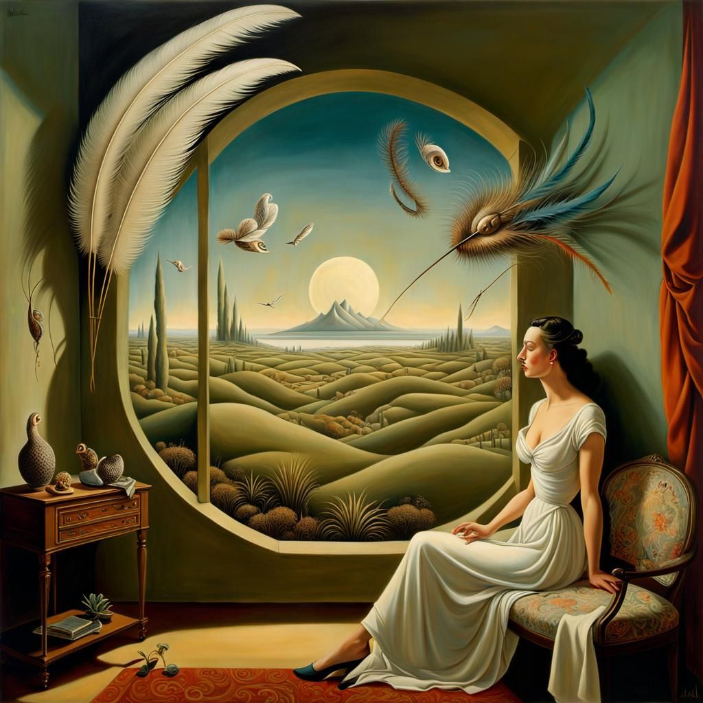 Dreamlike Surrealist Interior in Magic Realism Style