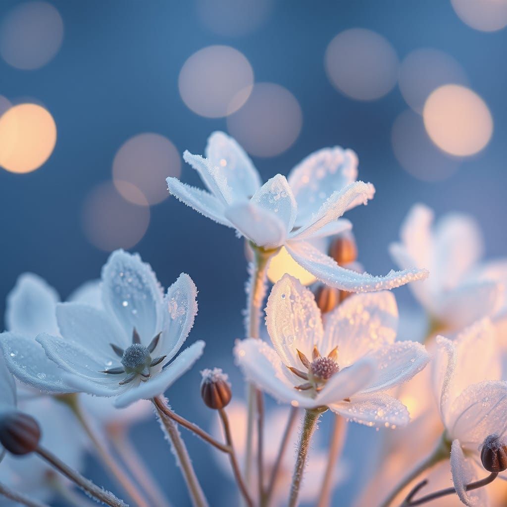 Ethereal Frosty Blooms in a Dreamlike Scene