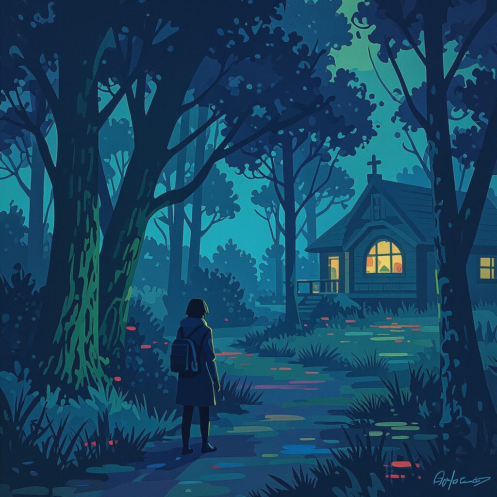 Vibrant Scene in Mixed Artistic Styles